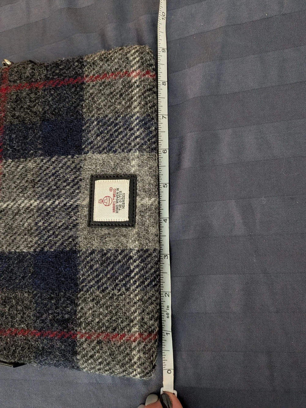 Harris Tweed Plaid Grey & Navy Clutch With Detachable Straps